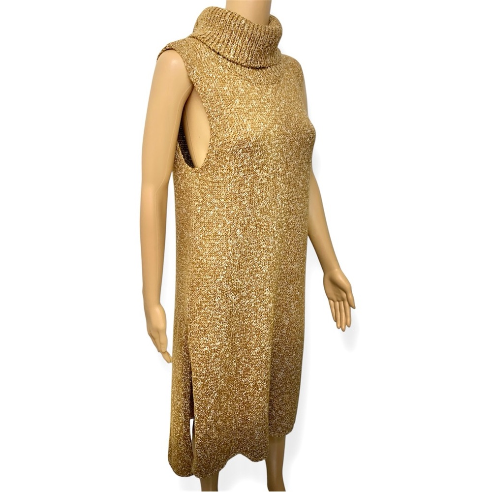 by Anthropologie Turtleneck Sleeveless High-Low Knit Sweater Dress size L - Picture 9 of 13